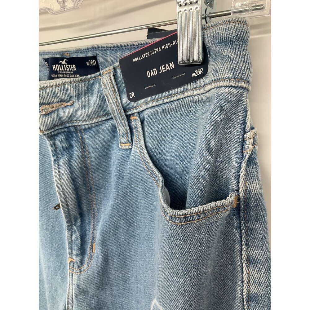 Hollister size 2R 26W NEW Ultra High-rise Dad Jeans Smiley Faces - Picture 6 of 11